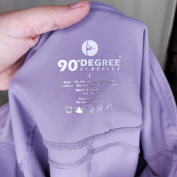 NWT 90 Degree by Reflex High Waist Ankle Length Purple Athletic Leggings Size L - Picture 5 of 9